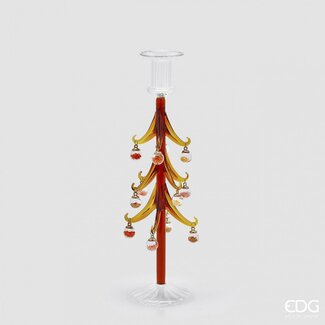 EDG Glazen kandelaar bruin kerstboom 32x9 cm