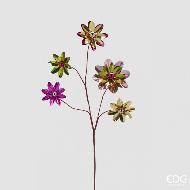 EDG Gerbera Metal Branch X5 – H.56 cm, Two Tone Pink