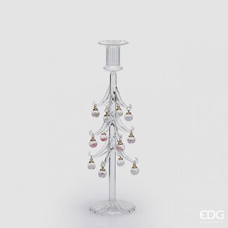 EDG Glazen kandelaar helder kerstboom 32x9 cm
