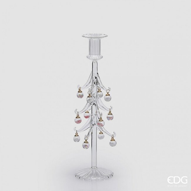 EDG Glazen kandelaar helder kerstboom 32x9 cm