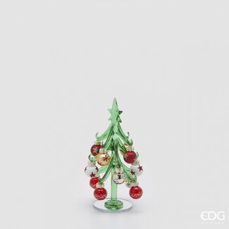 EDG Glazen kerstboompje met losse kerstballetjes 16xØ7,5