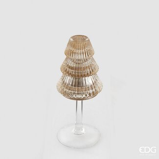 EDG Glazen kandelaar op voet amber kerstboom 19xØ8 cm EDG Glazen kandelaar op voet amber kerstboom 19xØ8 cm