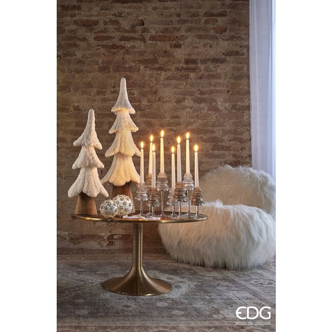 EDG Glazen kandelaar op voet bruin kerstboom 25xØ8 cm