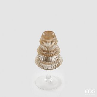EDG Glazen kandelaar op voet amber kerstboom 16xØ8 cm