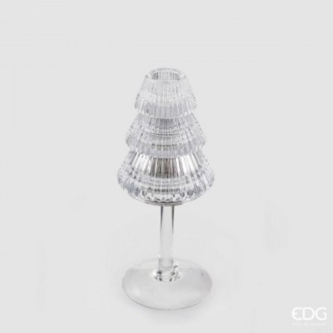 EDG Glazen kandelaar op voet zilver kerstboom 19xØ8 cm