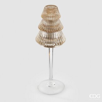 EDG Glazen kandelaar op voet amber kerstboom 25xØ8 cm
