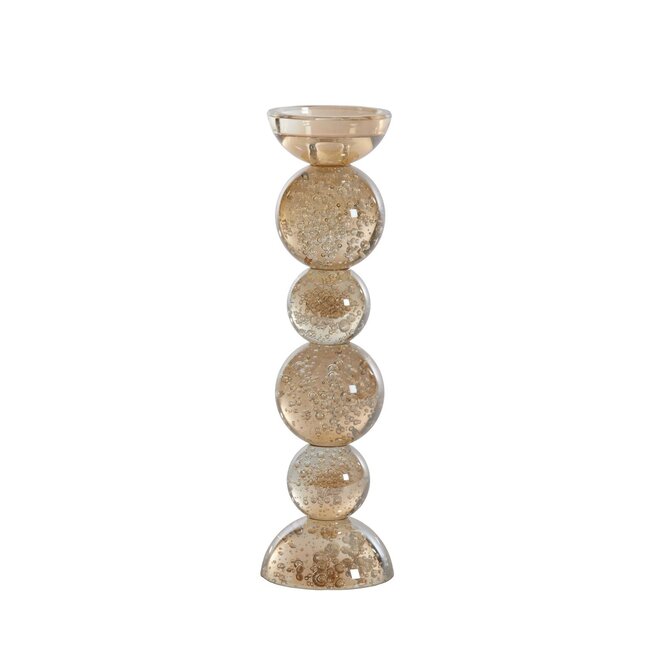 Light & Living Kaarsenhouder Ø9,5x34 cm ITINGA glas bubbel amber