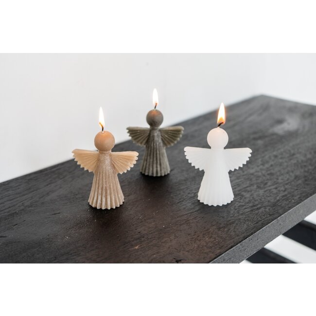 Home Society Deco Kaars Angel Nova taupe