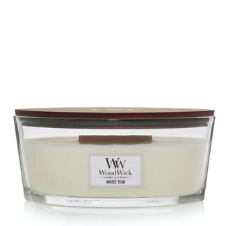 Woodwick White Teak Ellipse WoodWick© HearthWick Flame© 50h