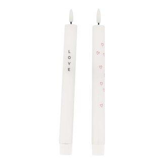 Zusss Set van 2 ledkaarsen love wit/groen/rood