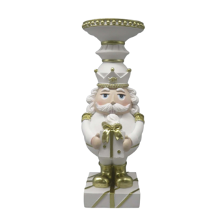 Colmore Kandelaar Notenkraker Wit/Goud – 14x12x32 cm Colmore Kandelaar Notenkraker Wit/Goud – 14x12x32 cm