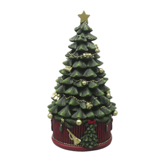 Colmore Decorative Tree ons stand green/red resin 17x17x30cm
