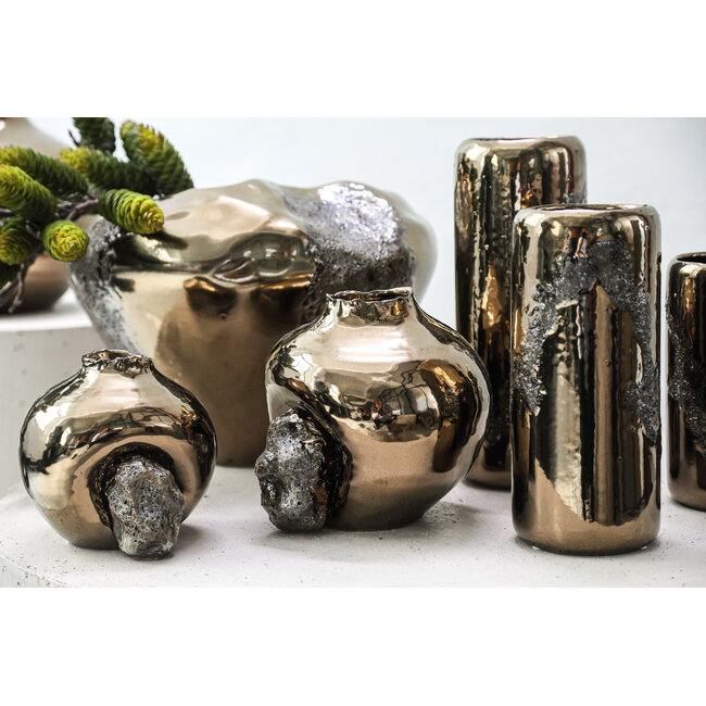 PTMD Rubi Bronze ceramic irregular vase XL