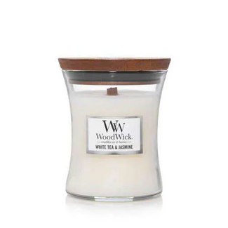 Woodwick White Tea & Jasmine Medium Candle WoodWick© 60h. Woodwick White Tea & Jasmine Medium Candle WoodWick© 60h.