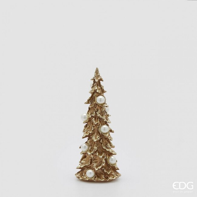 EDG Kerstboom goud met parels 34x13 cm