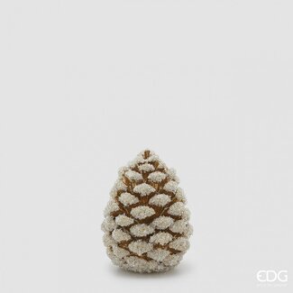 EDG Decoratie Dennenappel goud met sneeuw 19x14 cm