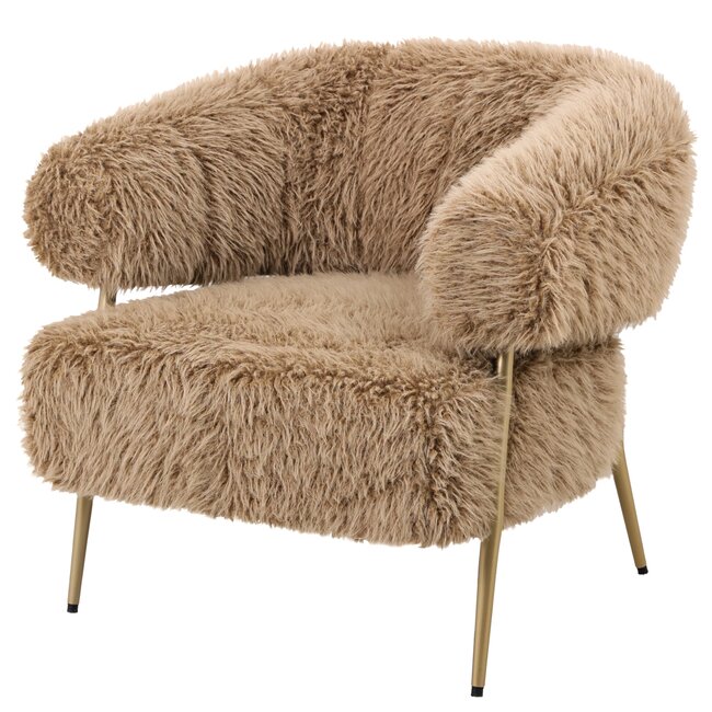 PTMD Hair Brown fauteuil champagne metal base