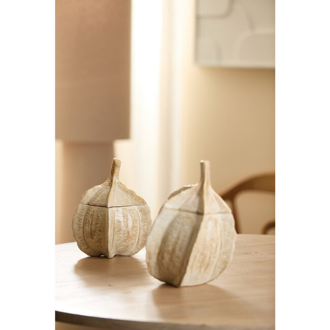 Light & Living Deco box Ø21x27 cm SABARA keramiek shiny zand