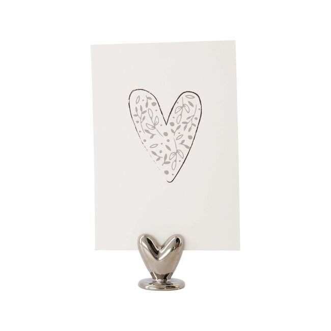 Zusss Kaartenstandaard keramiek hartje zilver