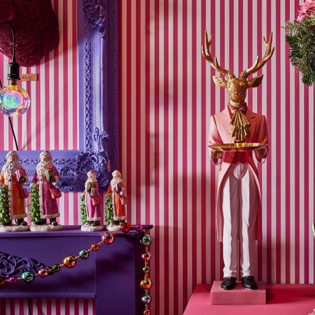 Rendier met goudkleurig dienblad 99cm