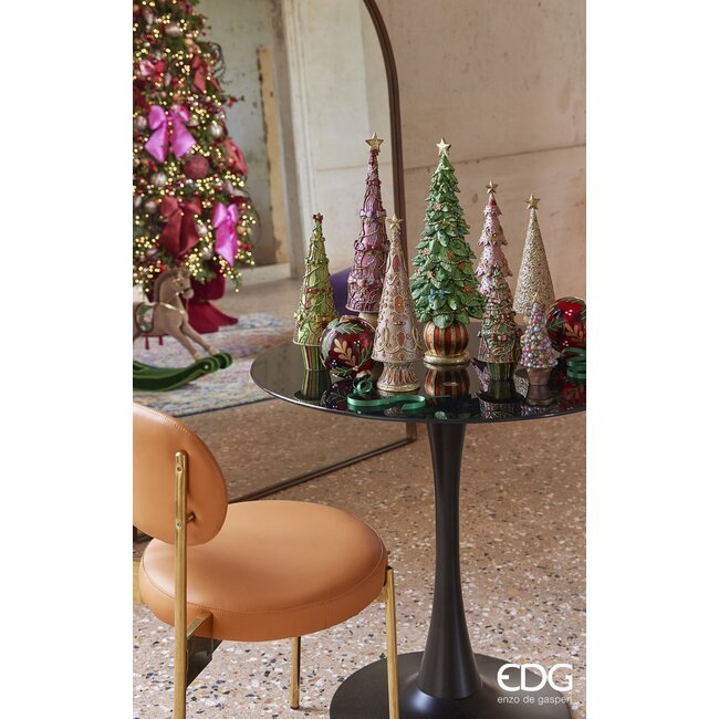 EDG Kerstboom rode, oranje en roze strikjes  9 x 22,5 cm