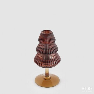 EDG Glazen kandelaar op voet bruin kerstboom 16xØ8 cm