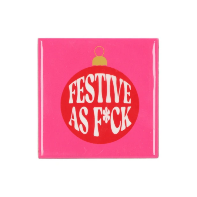Tegeltje Festive As F*ck 10x10 cm