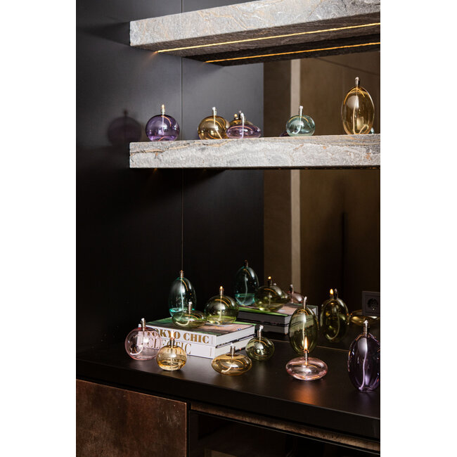 PTMD Adilia Amber glass oil lamp round L