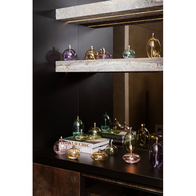 PTMD Adilia Amber glass oil lamp round S