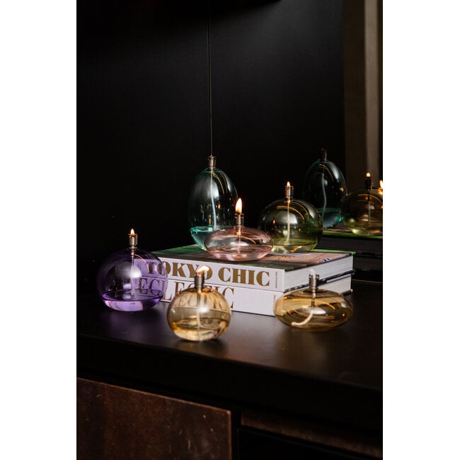 PTMD Adilia Amber glass oil lamp round S