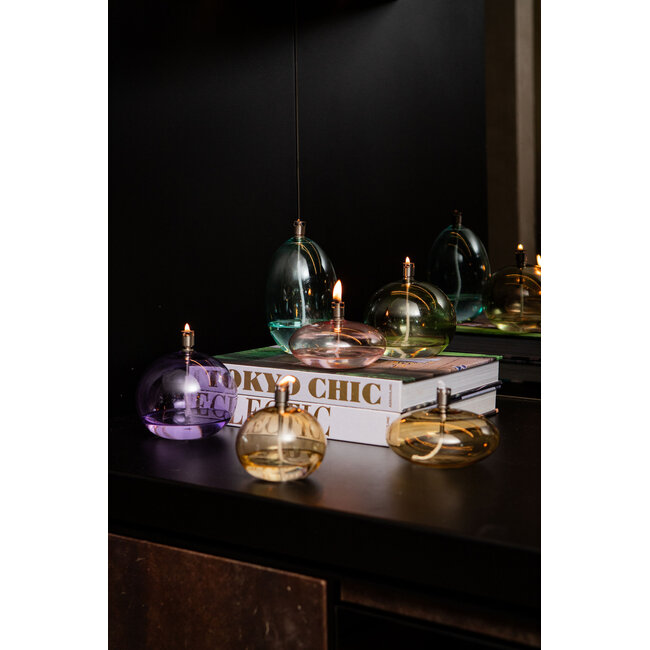 PTMD Adilia Amber glass oil lamp round low