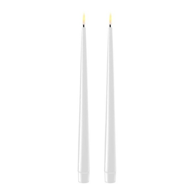 Deluxe Homeart White LED Shiny Dinner Candle Ø2,2x28 cm 2 pcs.