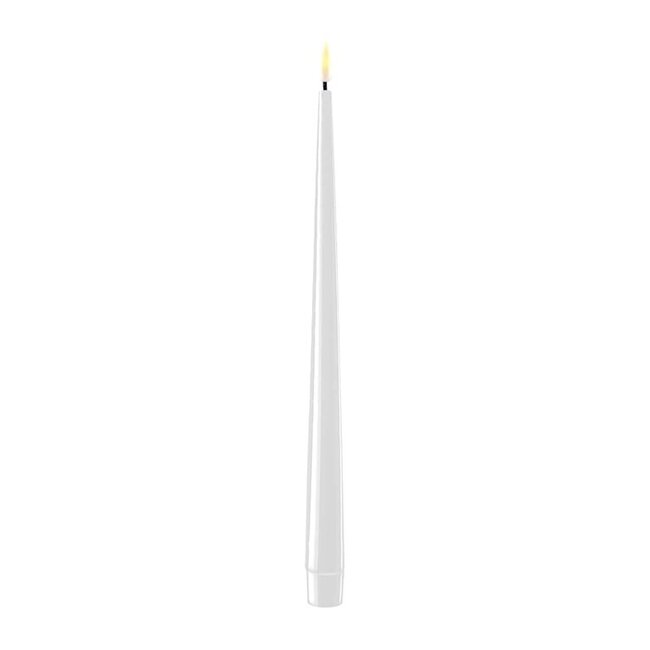 Deluxe Homeart White LED Shiny Dinner Candle Ø2,2x28 cm 2 pcs.