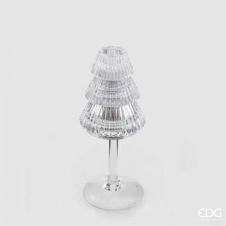 EDG Glazen kandelaar op voet zilver kerstboom 19xØ8 cm EDG Glazen kandelaar op voet zilver kerstboom 19xØ8 cm