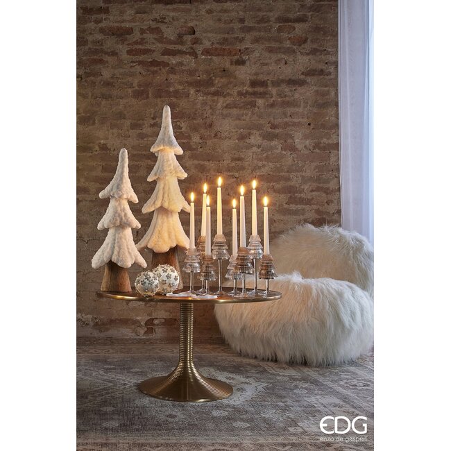 EDG Glazen kandelaar op voet bruin kerstboom 25xØ8 cm