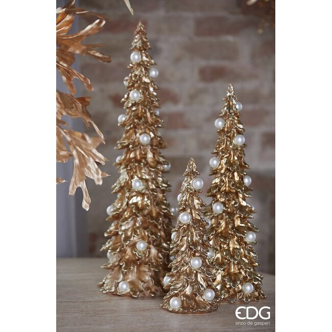 EDG Kerstboom goud met parels 34x13 cm
