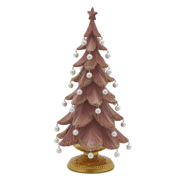 EDG Kerstboom Roze met parels  H46xØ22 cm