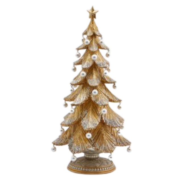 EDG Kerstboom parel goud/zilver H46cm Ø22cm