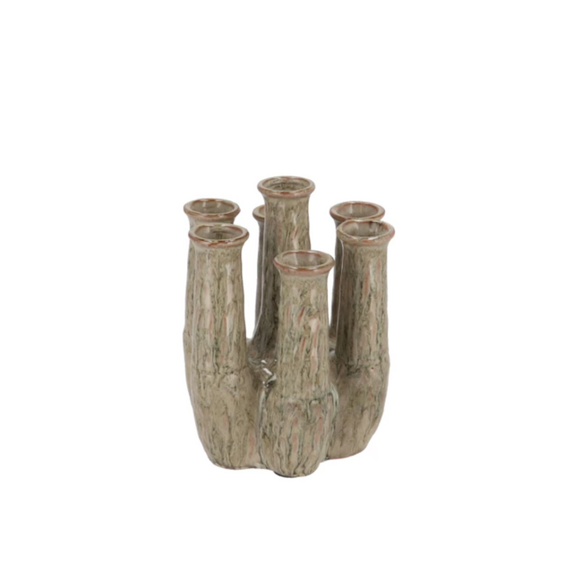 Inga Jahra green vase tube active glaze 15x13x18cm