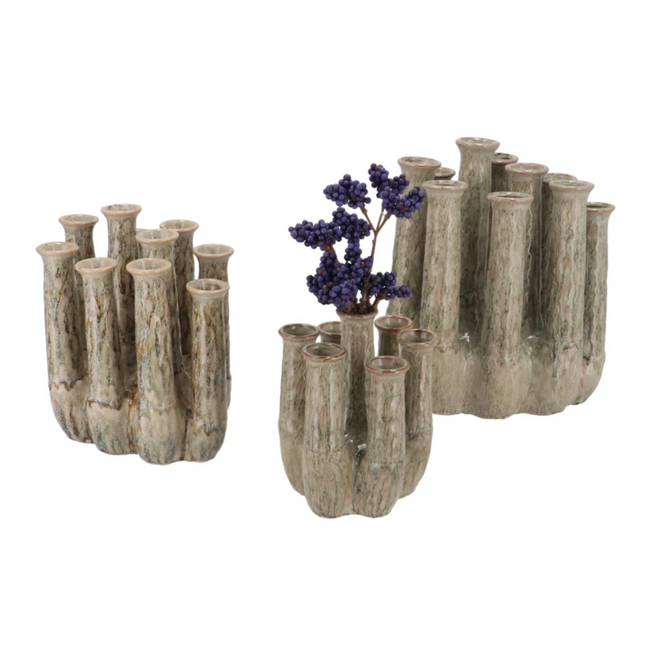 Inga Jahra green vase tube active glaze 15x13x18cm