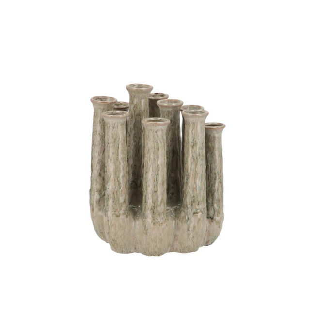 Inga Jahra green vase tube active glaze 20x16x24 cm