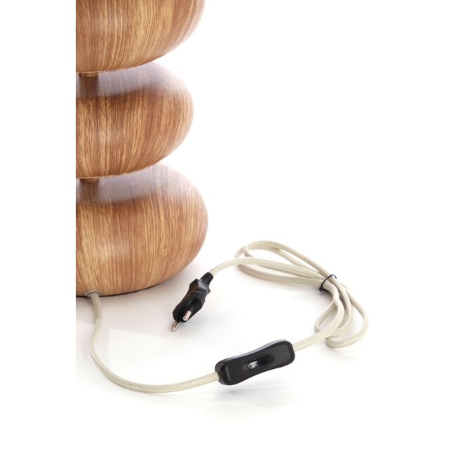 Light & Living Tafellamp Ø22x67,5 cm DANIALO hout print naturel+touw crème
