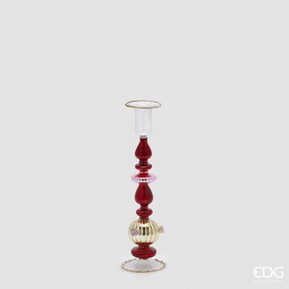 EDG Glazen kandelaar 24x6,5 cm