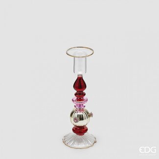 EDG Glazen kandelaar 19x6,5 cm