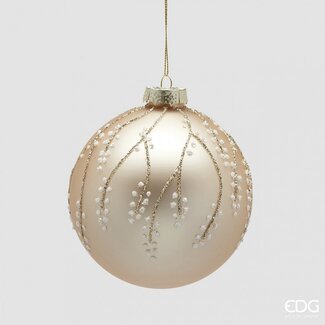 EDG Kerstbal Champagne met Bloesemtakken Ø12 cm