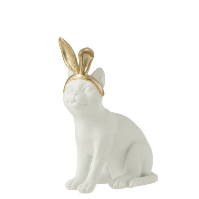 Kat oor Goud/Wit Small