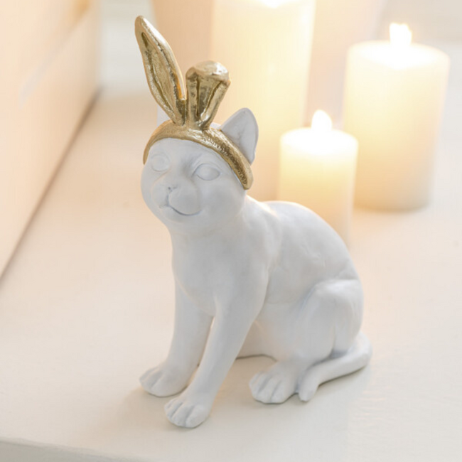 Kat oor Goud/Wit Small