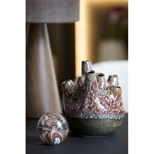 Light & Living Ornament Ø8x8 cm BREON glas bruin+crème