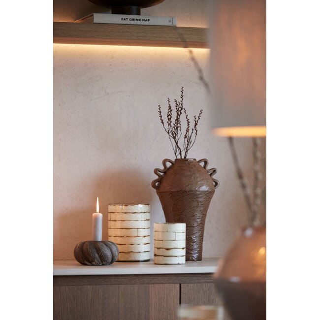 Light & Living Theelicht Ø10x13 cm DRONERI glas transparant + crème