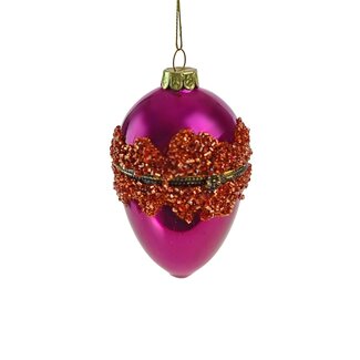 Glazen ei fuchsia oranje, to open 7x11 cm